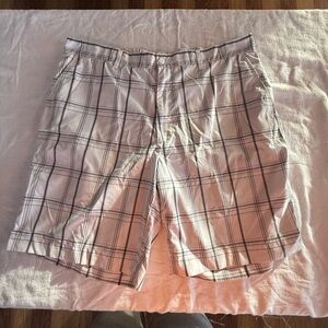 Men's Plaid Athletic Shorts - Black and White